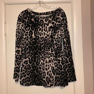 White Stag Leopard Print Velvet Long Sleeve Top